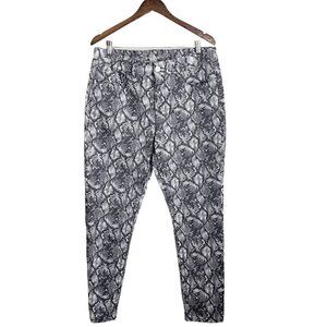 Snake print high rise gray and white skinny jeans size 16